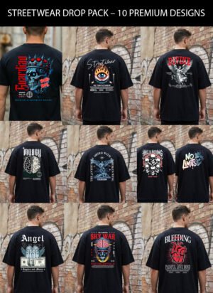 PACK STREETWEAR DTF – 10 DISEÑOS EDITABLES